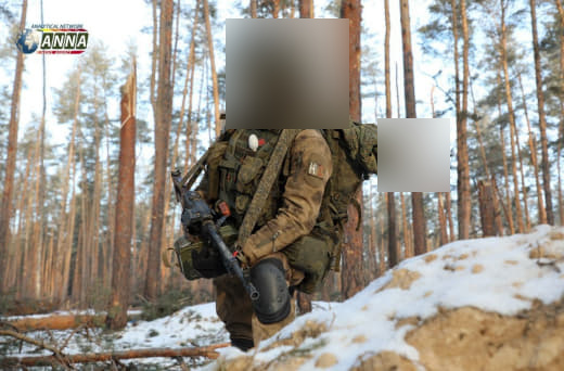 Анонимизированный военнослужащий в лесном массиве на Кременском направлении