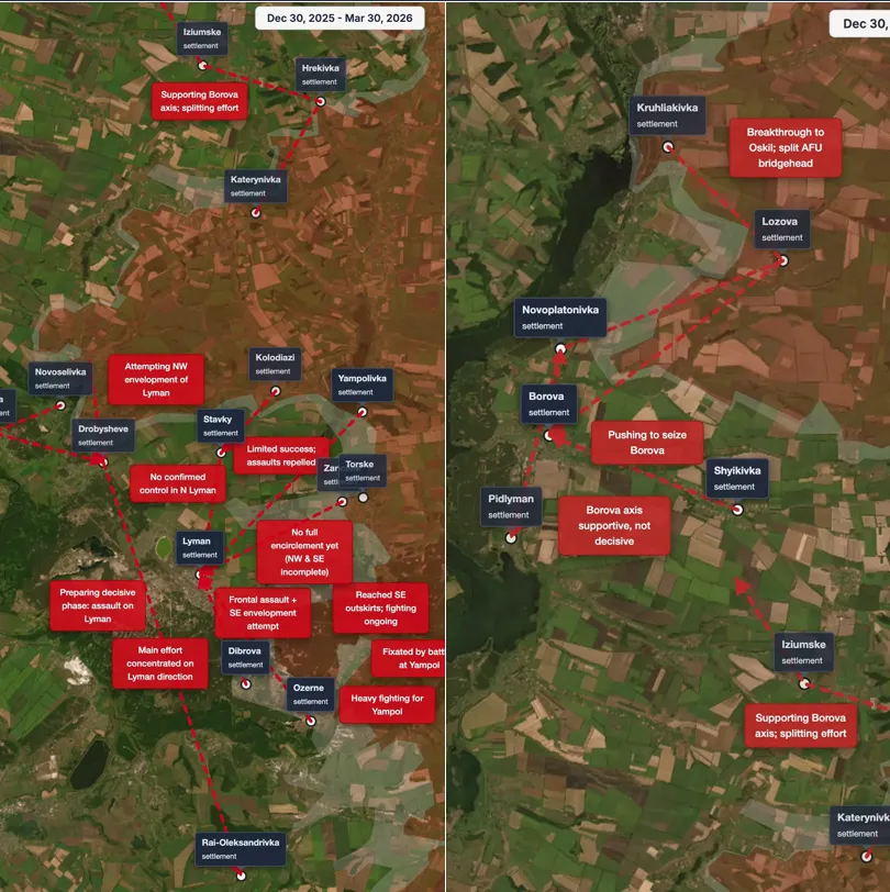 Линия фронта по противнику